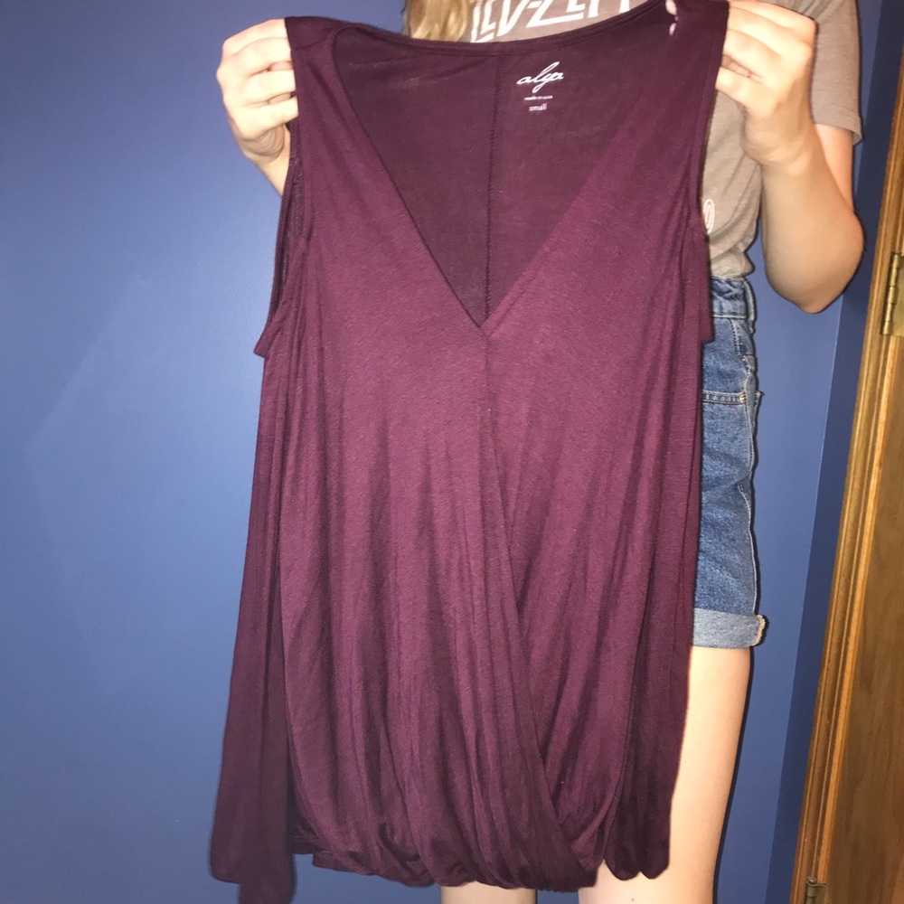 Cold Shoulder Burgundy Top